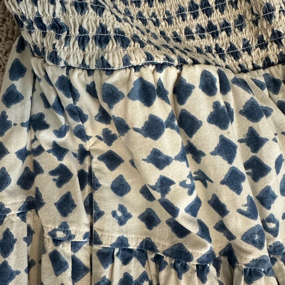 Madewell Blue and Cream Smocked Halter Midi Dress - Picture 5 of 6